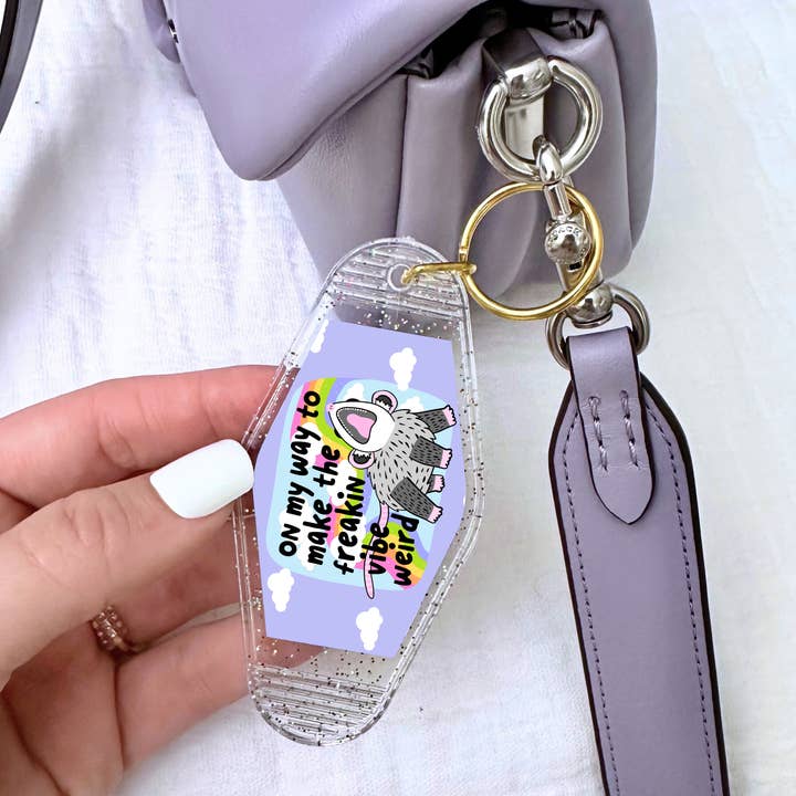 Stickers X Ashley Bexar - Wholesale Keychain - Women's - Opossum Vibes Funny Mental Health Motel Keychain