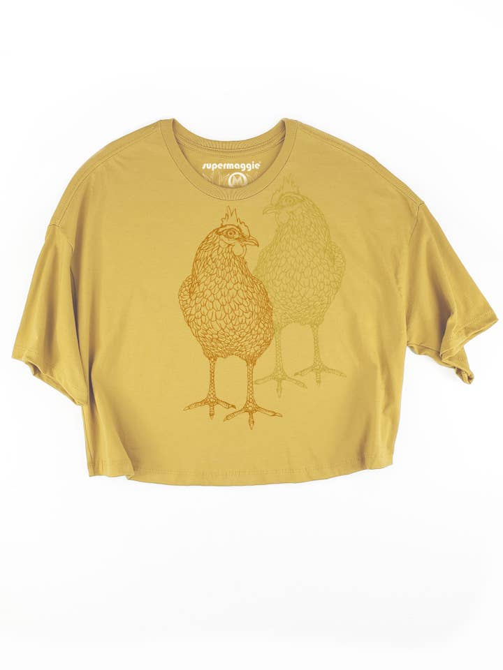 Supermaggie @ Faire - Wholesale Screen Printed T-Shirt - Women's - Chickens Clover Crop Tee