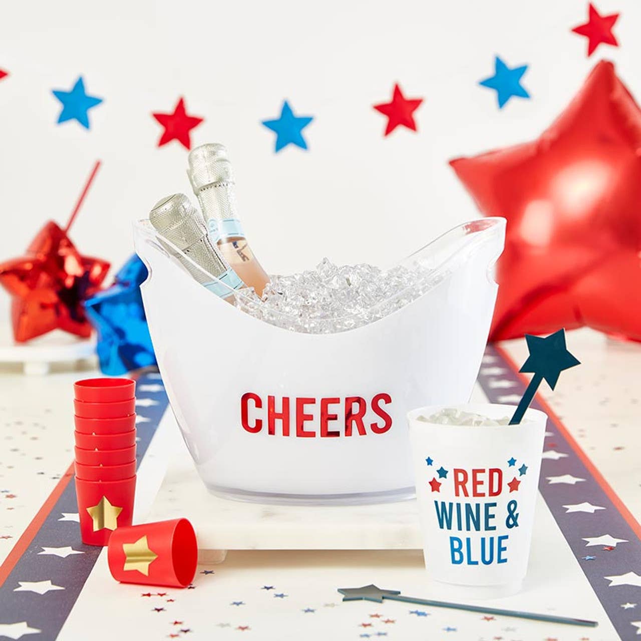 Slant Collections by Creative Brands - Wholesale Ice Bucket - Acrylic Beverage Bucket - Cheers - Red1