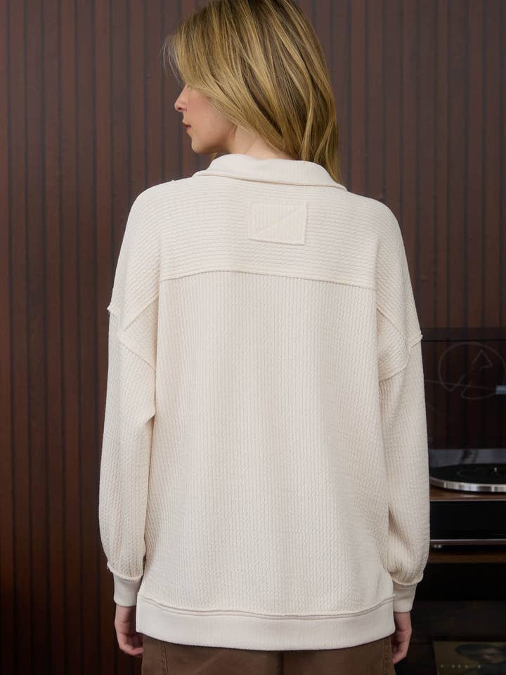 Blu Pepper - Wholesale Knit Top - Women's - HALF ZIP COLLARED LONG SLEEVE WAFFLE KNIT TOP10