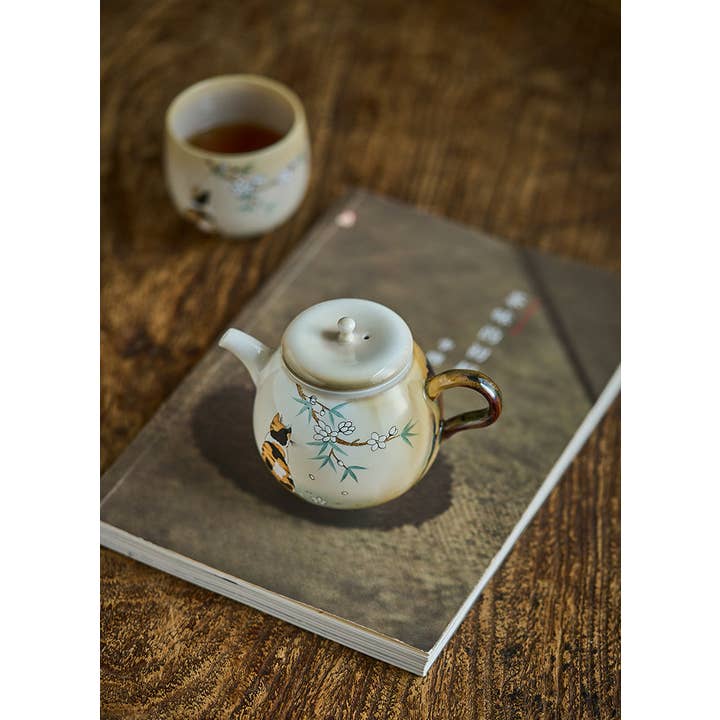 Gohobi (We cover U.S. import duties) - Wholesale Tea Pot - Gohobi Hand-Painted Orange Cat Teapot9