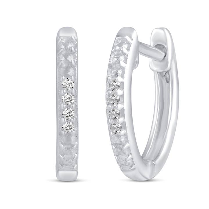 1/30 Cttw Natural Diamond Mini Huggie Stud Earrings in 925 S for wholesale by Fifth and Fine