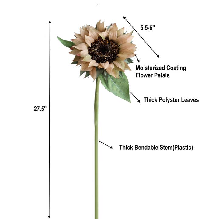 Angel Isabella - Wholesale Artificial Flowers - 27.5"-Lux Collection-Moisturized Real Touch Sunflower Stem2