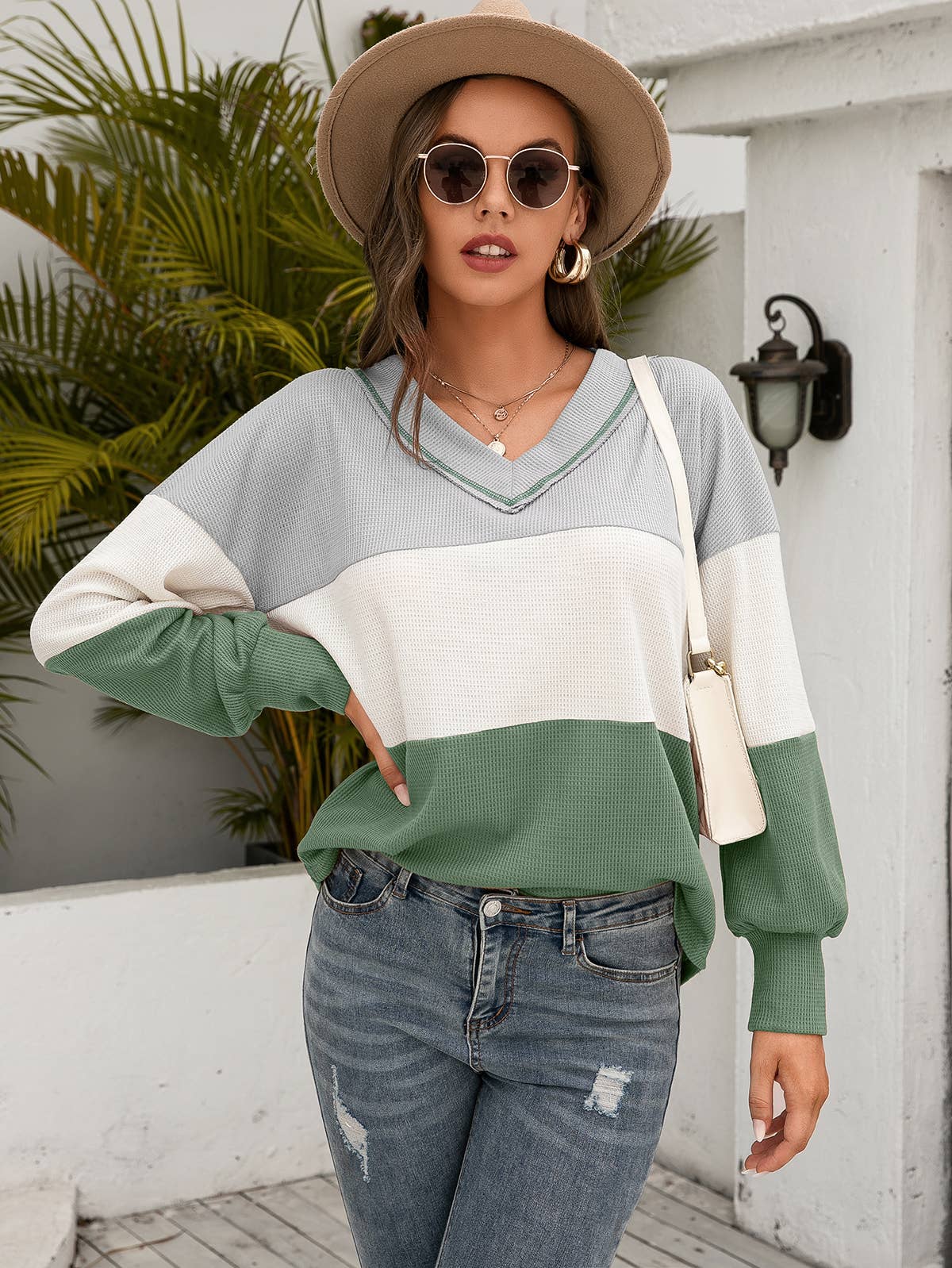 ePretty - Venta al por mayor Jersey corto de punto - Mujer - EP-TP1719 Top de punto de waffle de bloque de color4