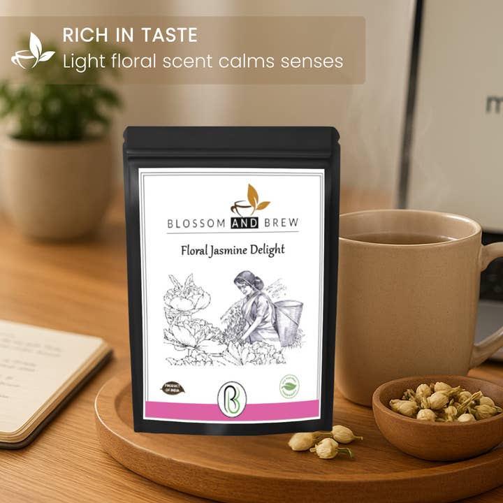 Blossom & Brew – wholesale Loose tea – Jasmine Green Tea- Floral Delight, Fragrant & Soothing6