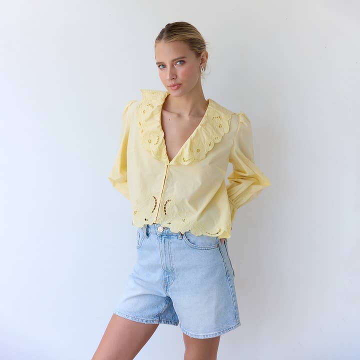 RAISONNEL - Wholesale Blouse - Women's - Embroidery Ruffle Blouse - RT103916