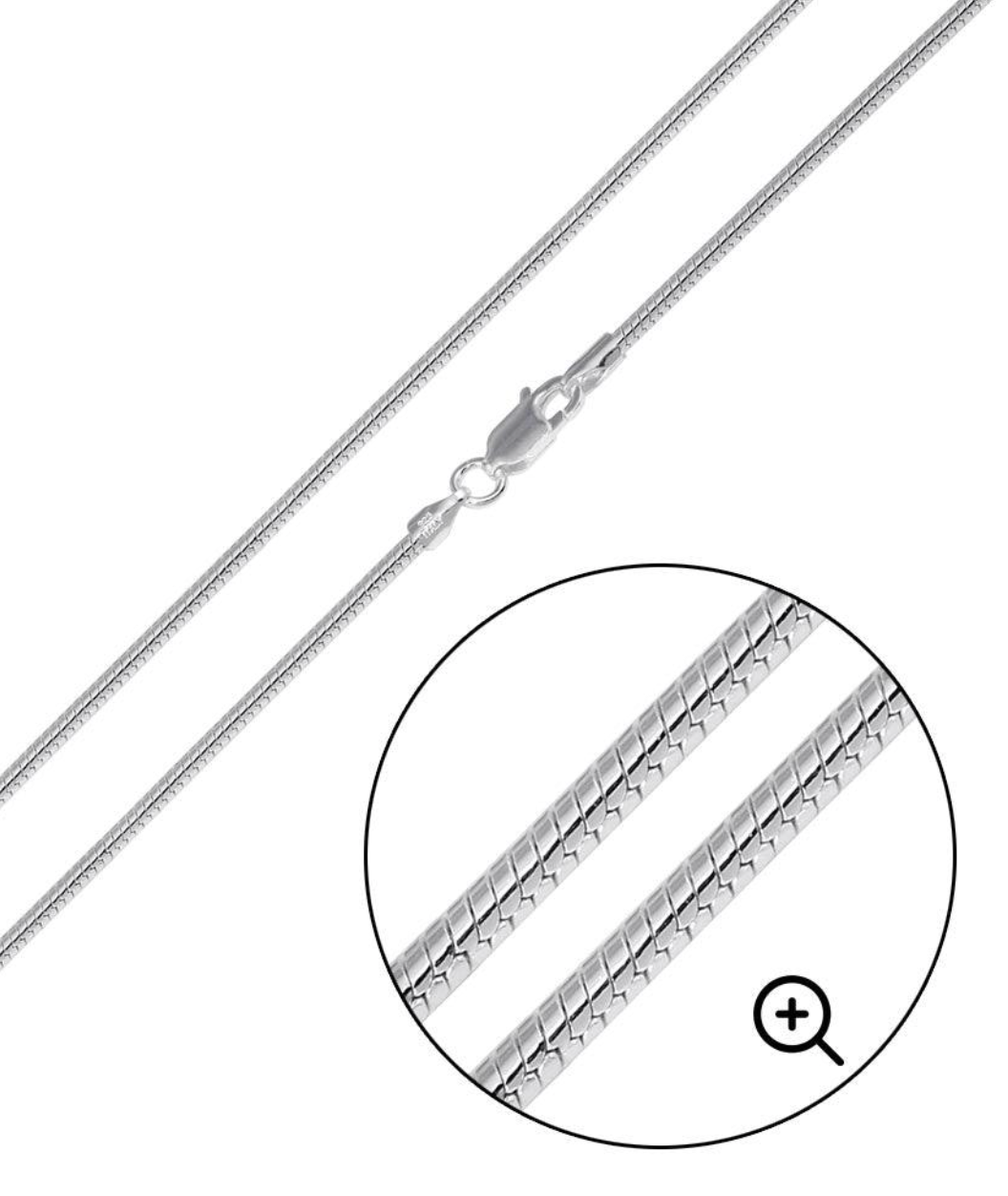 SilverLiza - Wholesale Link & Chain Necklace - 925 Sterling silver Round Snake 1.2mm Chain or Bracelet 0250