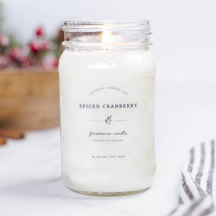 Spiced Cranberry - Soy Wax Mason Jar Candle for wholesale by Antique Candle Co.®