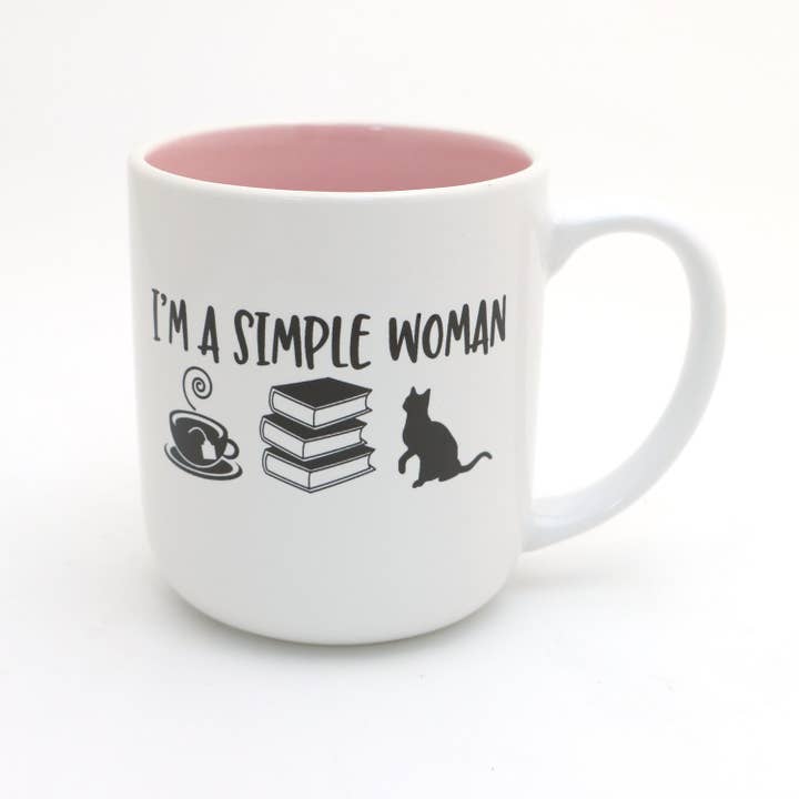 Lenny Mud - Wholesale Coffee Mug - Books, Cats and Tea, I'm a Simple Woman Mug