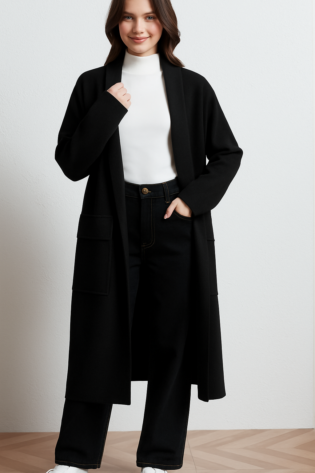 Lucy Sparks – Casaco - Mulher por atacado – CASACO DE MALHA GROSSA COM BOLSOS2