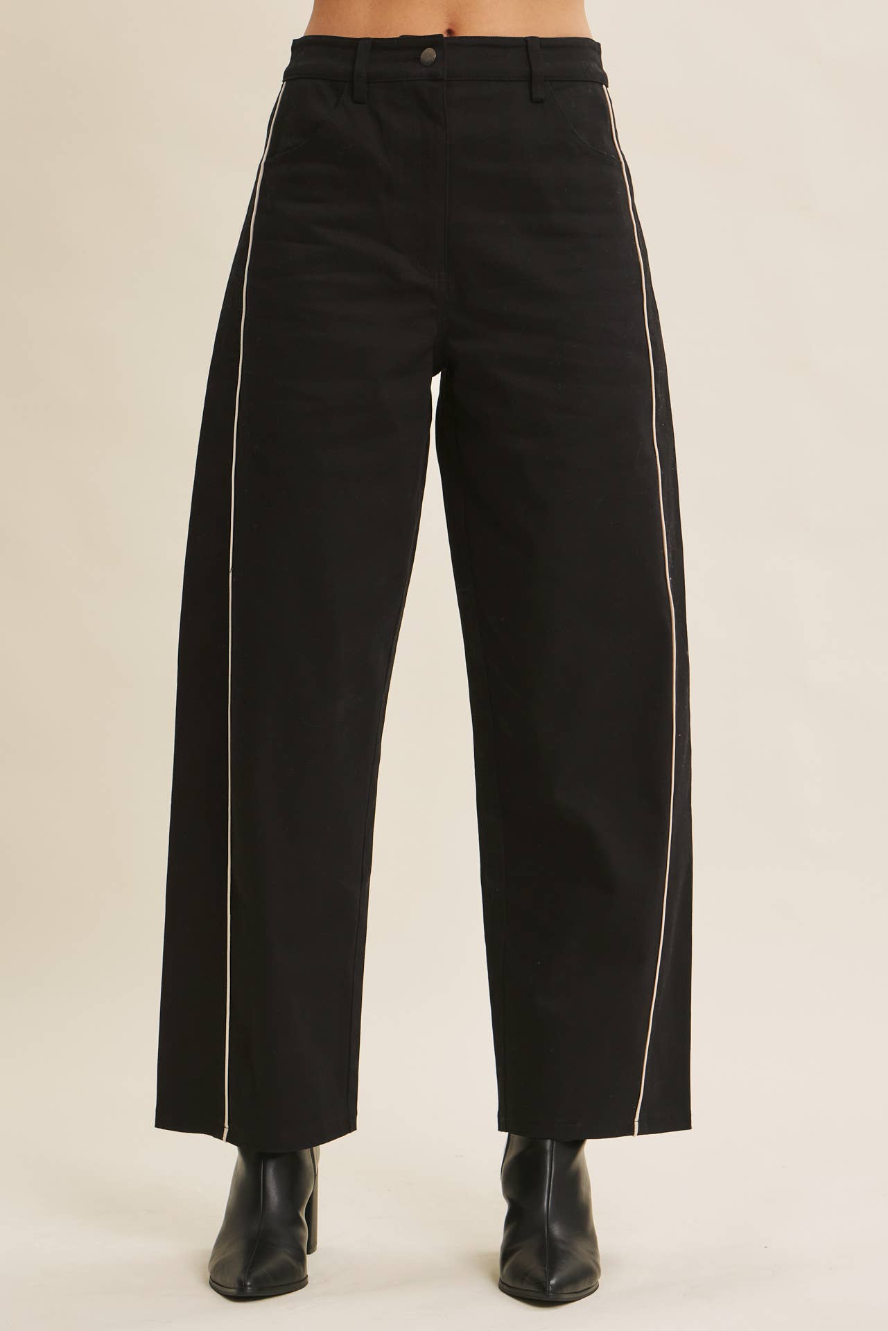 in february - Wholesale Pants - Women's - CLASSIC MEETS ELEVATED CAUSUAL PIPED TWILL BARREL-LEG PANTS8
