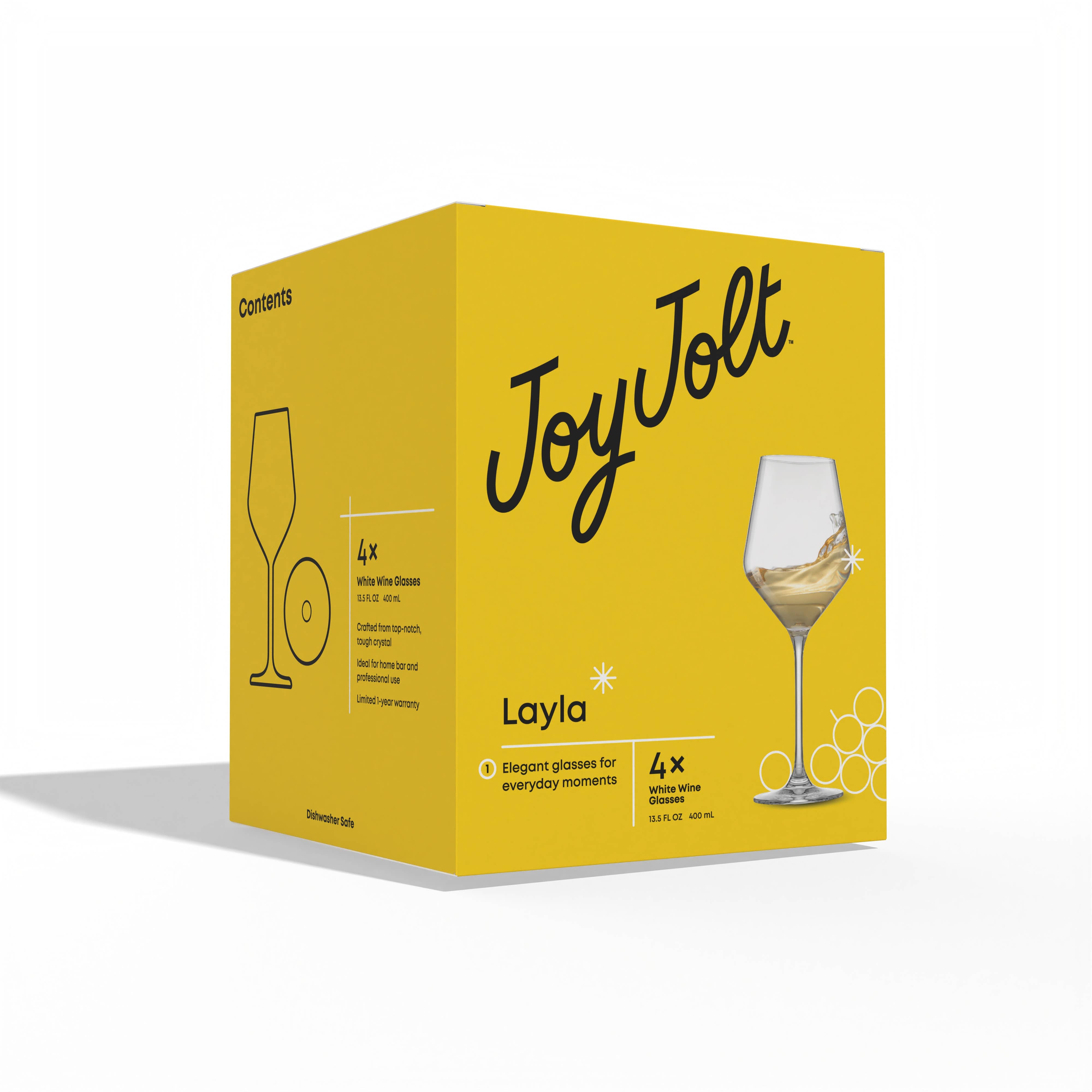 JoyJolt - Wholesale Wine Glass - Layla White Wine Glasses, 13.5 Oz Set of 48