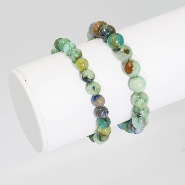 Genuine Round Smooth Chrysocolla Stretchy Bracelet, 8mm/10mm, Sku#EF272 for wholesale by BestBeads&Beyond