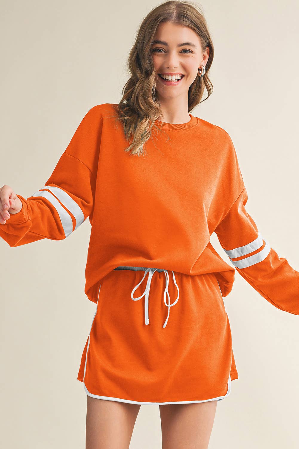 Aapparella - Wholesale Top & Skirt Set - Women's - Stripe Long Sleeve Top & Skort 2 Pcs Set | S-XL13