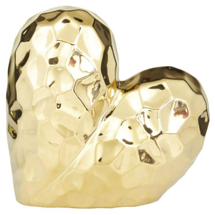 A-57194: GULD PORSLIN KERAMISKT HJÄRTA DIMENSIONELL ORIGAMI I för wholesale av Import Corner
