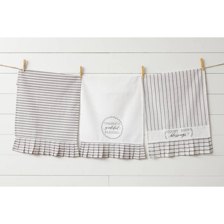 Audrey's Home & Gift - Wholesale Tea Towel - Thankful, Grateful, Blessed Tea Towels (Pk/03 Ast)