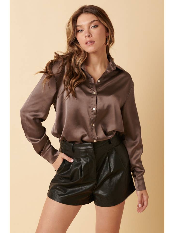 mittoshop - Wholesale Button Down Shirt - Women's - H14668-BUTTON DOWN SATIN SHIRT25