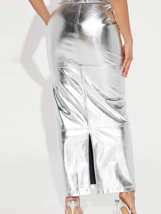 faux leather long skirt for wholesale by Flarix