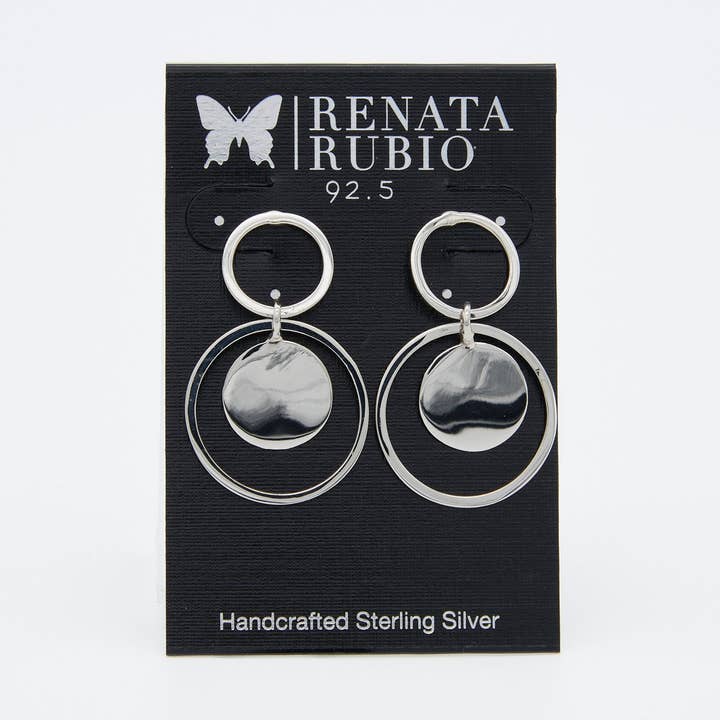 Double Circle Disc Sterling Silver Earrings for wholesale by Renata Rubio 92.5