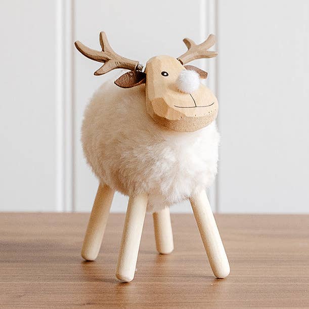 Medium White Wooden Reindeer for wholesale by We Love Seasons Ltd