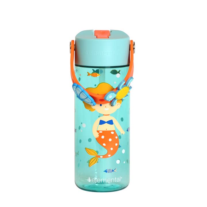 Elemental - Wholesale Water Bottle - Splash Customizable Charm Handle Bottle 18oz - Sunny Mermaid