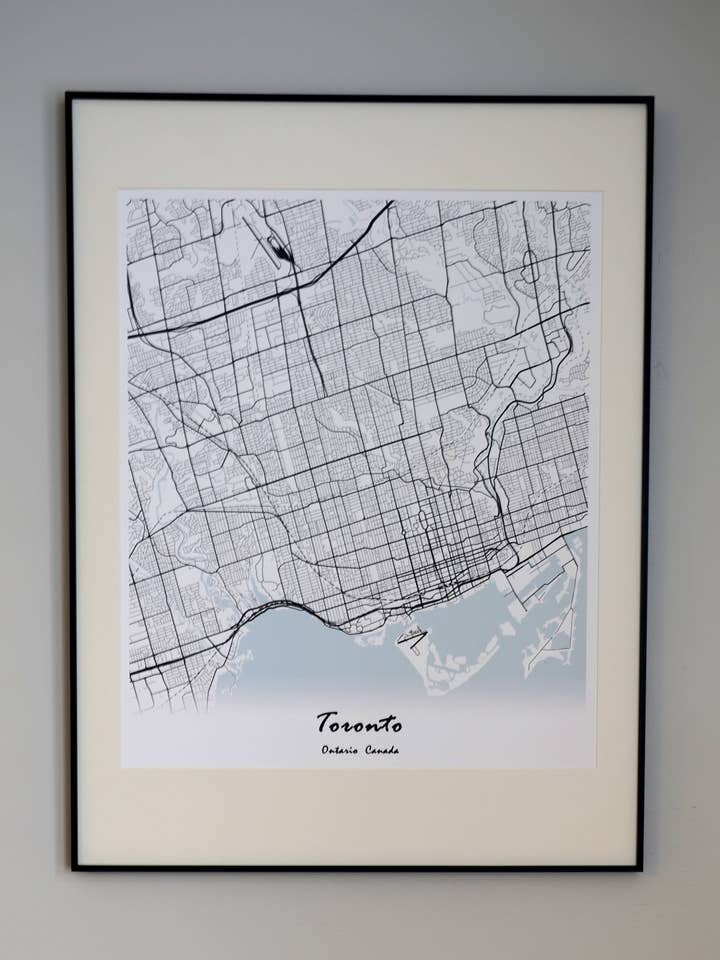 Carte murale imprimée de la ville de Toronto avec cadre pour la vente par Seat4uhome