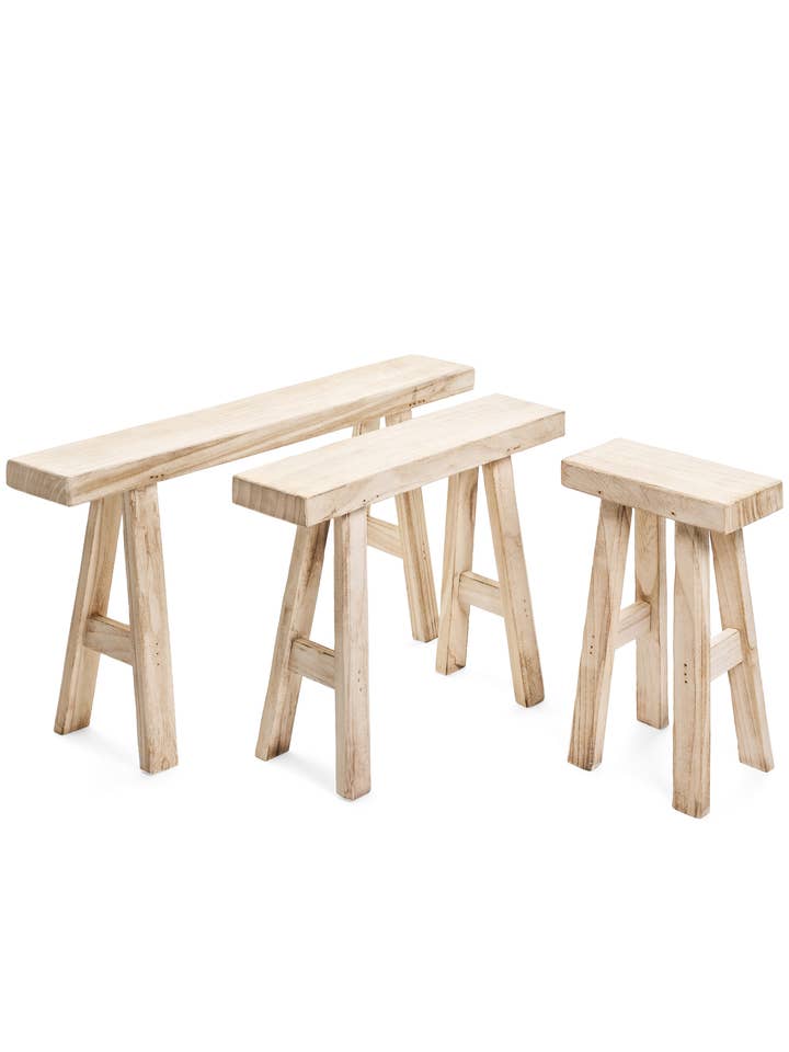 BENCH PAUWLONIA WOOD 36'' NATURAL OLD for wholesale by Accents de ville USA