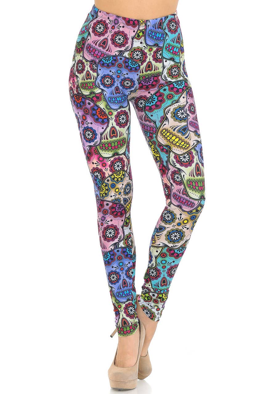 USA Fashion - Wholesale Fashion Leggings - Women's - Creamy Soft Sugar Skull Leggings by USA Fashion™6