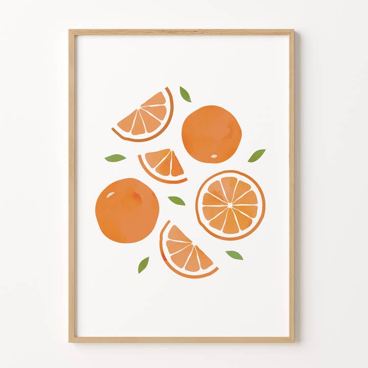 Orange Fruit Art Print Colourful Kitchen Retro Bar Food Kids for wholesale by Peach and Home