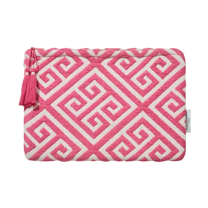 Lyserød geometrisk jacquardtaske for engroshandel hos Ashiana London