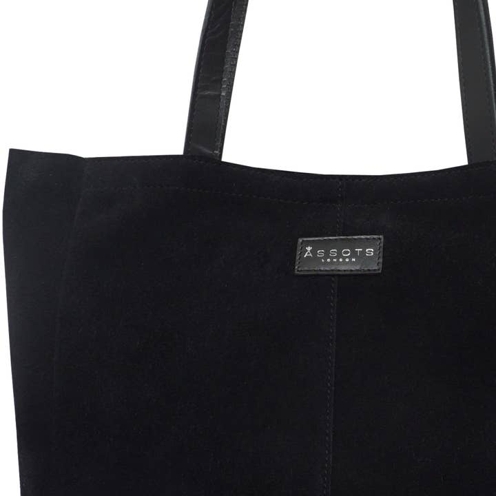 Assots London - Venta al por mayor Bolsa de asa- Mujer - Bolso tote «PAIGE» de piel auténtica negra+peltre metálico4