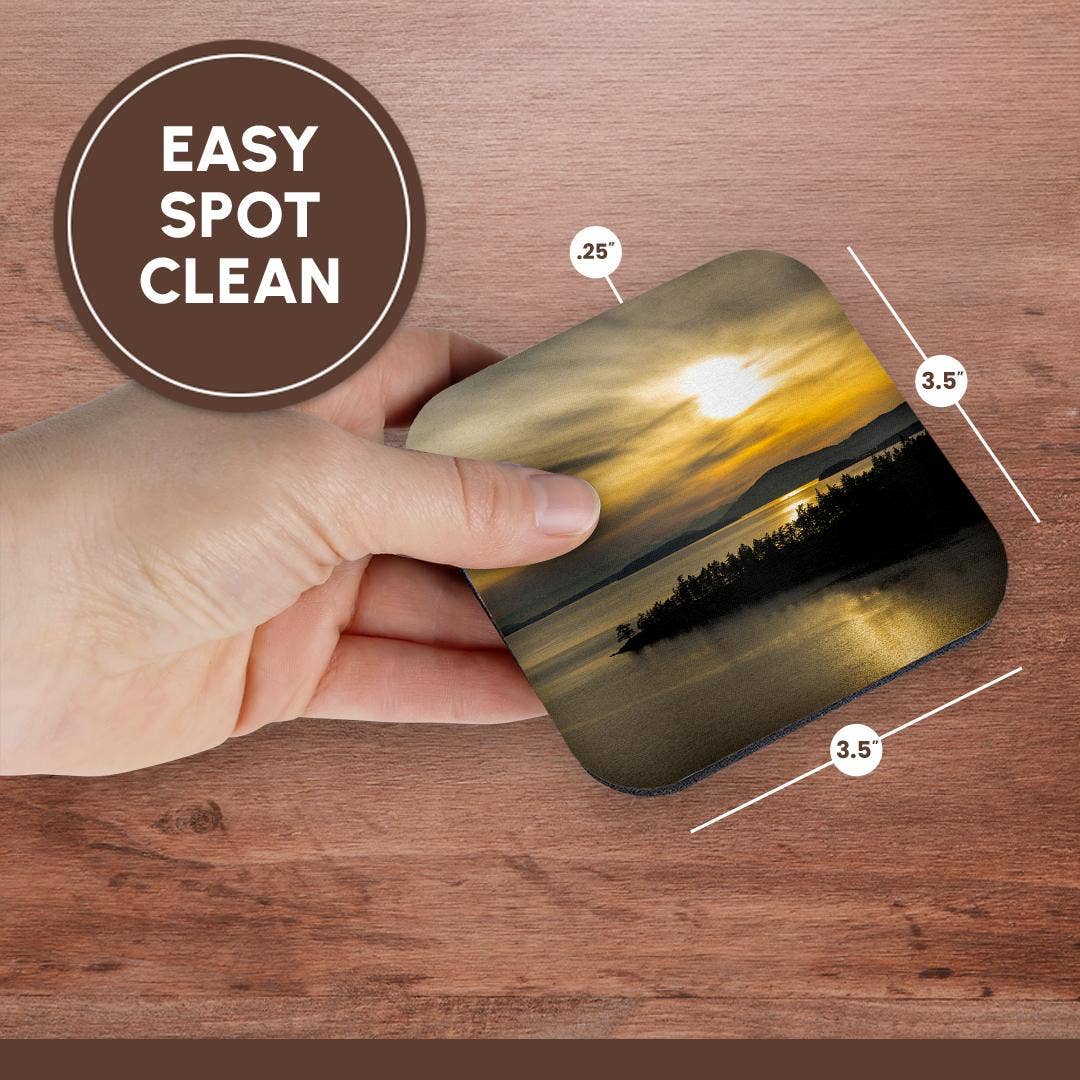 3dRose - Wholesale Coasters - 3dRose, WA. Winter sunset on Samish Bay, Lummi Island, Bellingham Bay., Coaster13