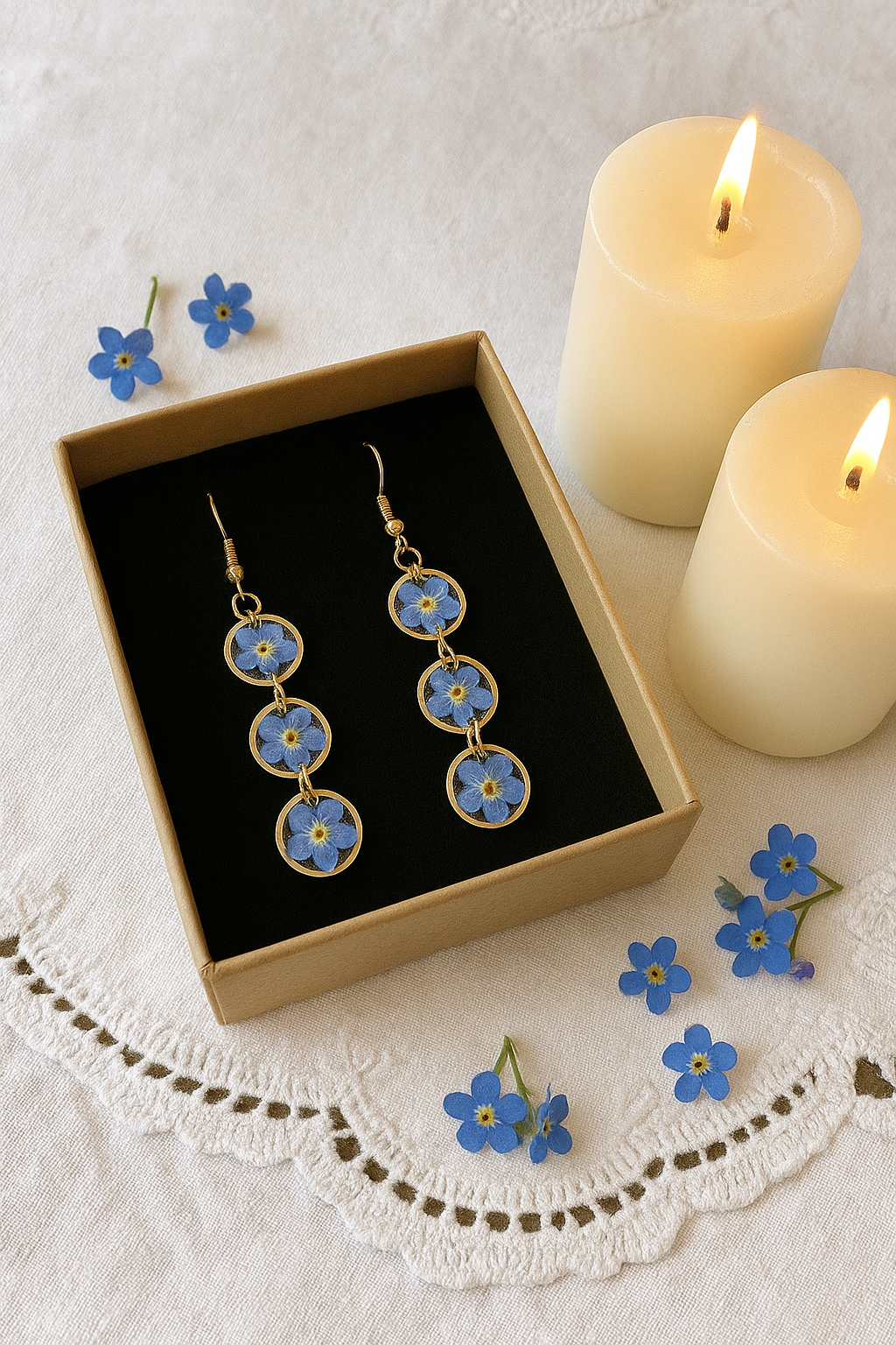 Wild & Free - Vente Boucles d'oreilles pendantes - Boucles d'oreilles en résine et fleurs naturelles1