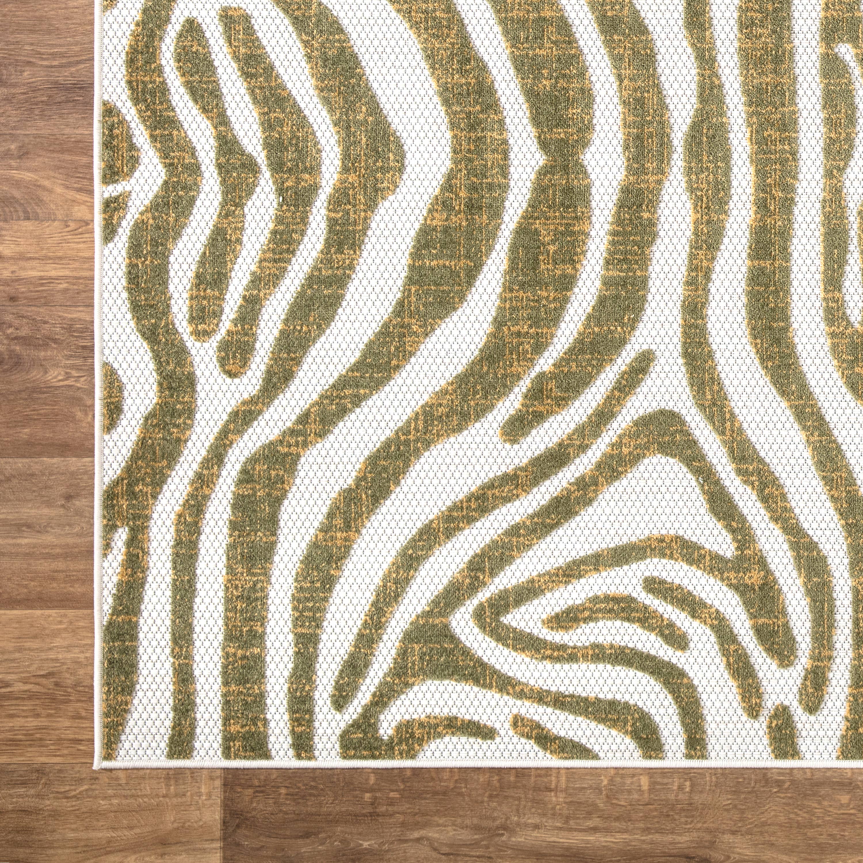 Abani Rugs - Wholesale Area Rug - Abani Hampton Indoor/Outdoor Green Zebra Print Area Rug2