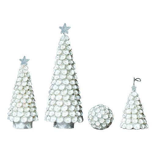 Dekorasyon Gifts  Decor - Wholesale Christmas Decoration - Clamrose Beaded Shell Tree (White/Silver)1