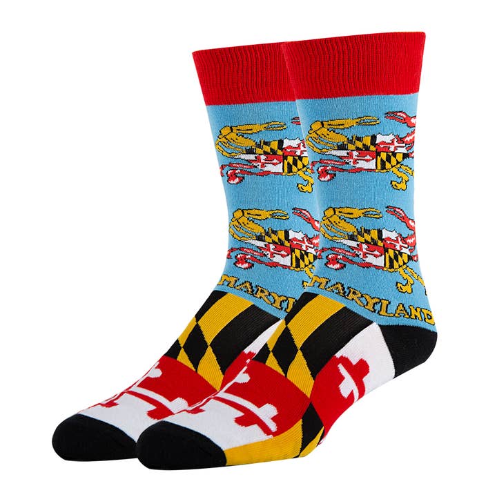 Maryland | Men's Funny Crew Socks for wholesale by Oooh Yeah/Sock It Up/Oooh Geez Slippers