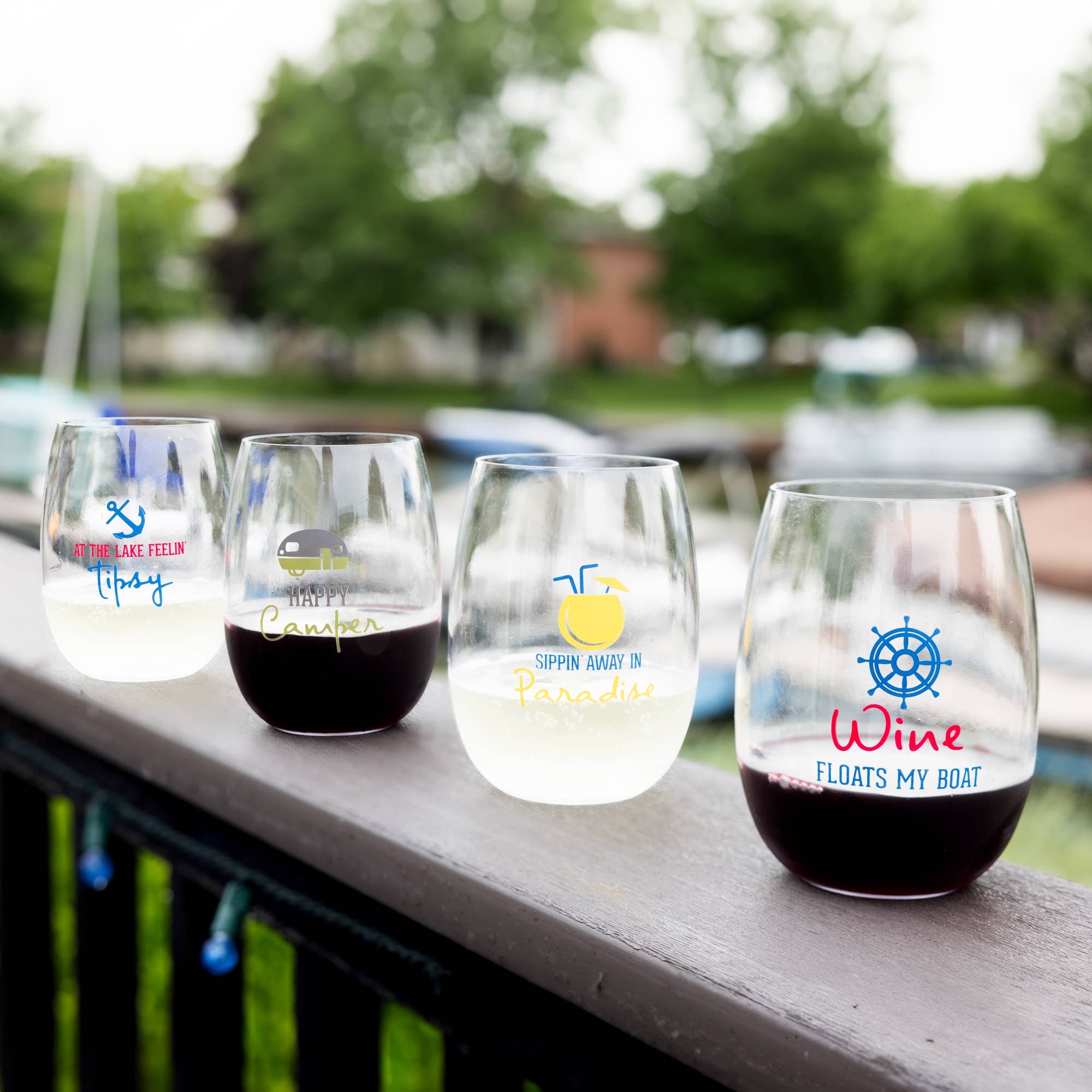 Pavilion - Wholesale Wine Glass - Floats My Boat - 14 oz Tritan Stemless Wine Glass1