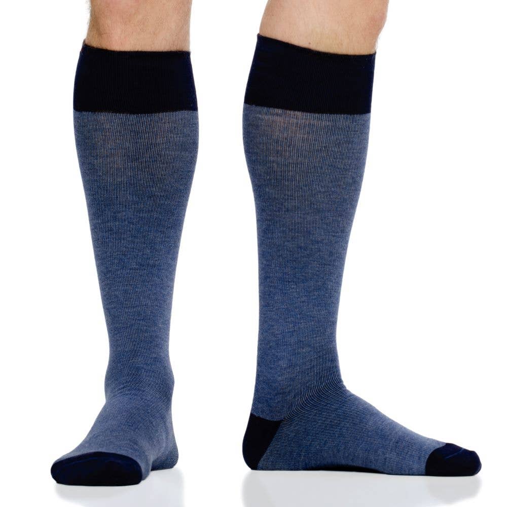 Navy 30-40 mmHg Cotton Compression Socks: Heathered Collection for wholesale on Faire2