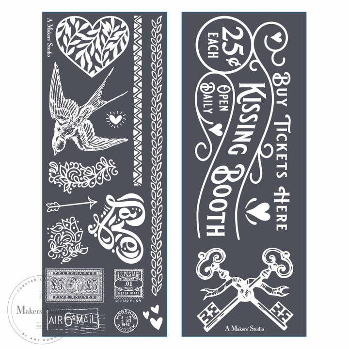 Kissing Booth - Lot de 2 pochoirs en maille, 4,25 x 11 pour la vente par A Makers' Studio