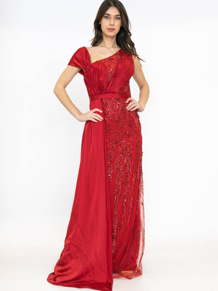 Bordeaux high-end evening dress for wholesale by Les Voiliers