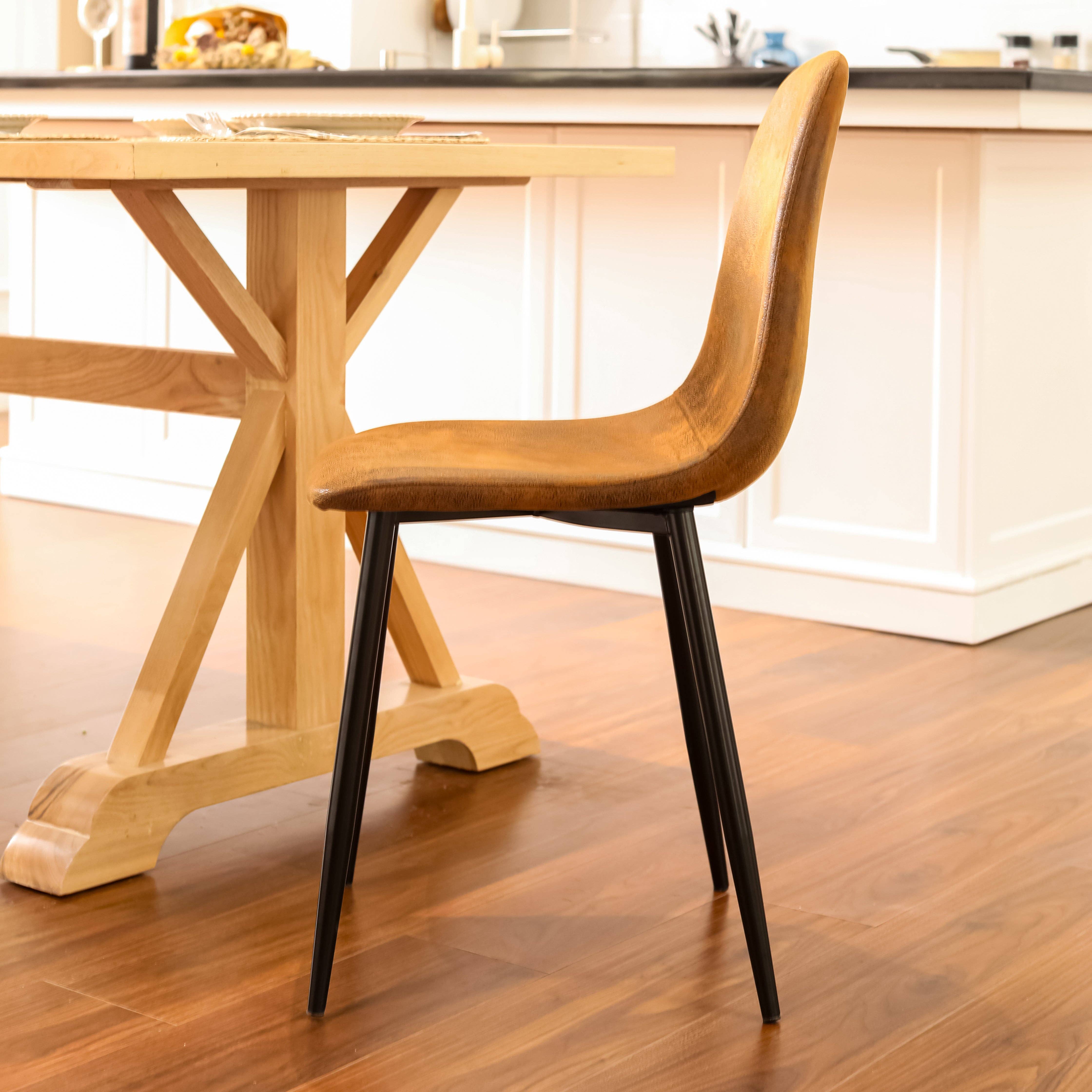 Urban Meuble – wholesale Stol – Set med 4 vintage skandinaviska matstolar i retro brunt mocka CHARLTON SUEDE BROWN15