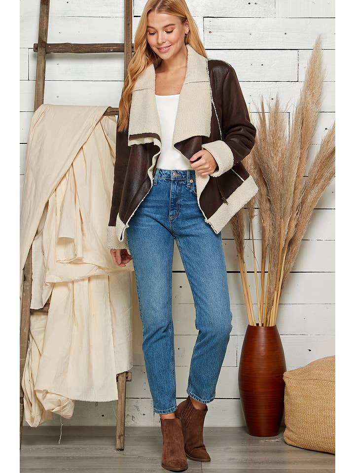 BROWN Timberline Faux Leather Jacket for wholesale on Faire9