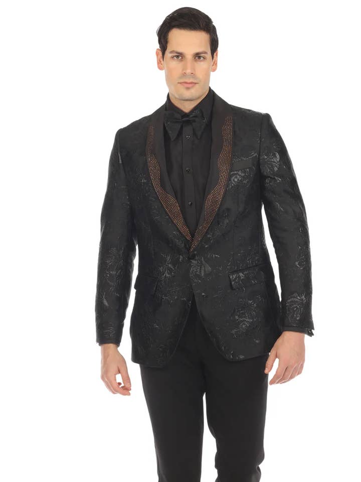 Ferrecci - Wholesale Blazer - Men's - Ferrecci - Men's Midnight Shaw Collar Tuxedo Blazer