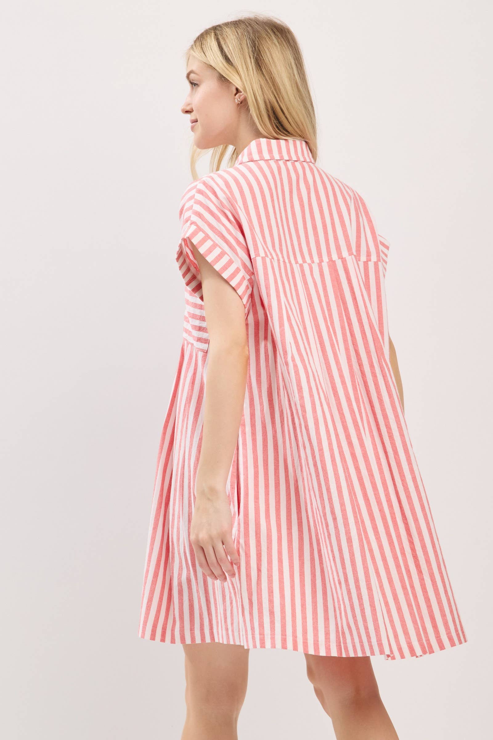 Sewn and Seen - Vente Robe – femme - ROBE TUNIQUE À RAYURES EN COTON AVEC BOUTONS4