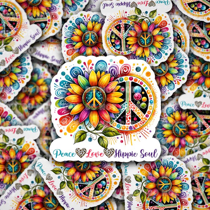 DC 1008 Autocollant découpé Peace love hippie soul pour la vente par It's Transfer Time