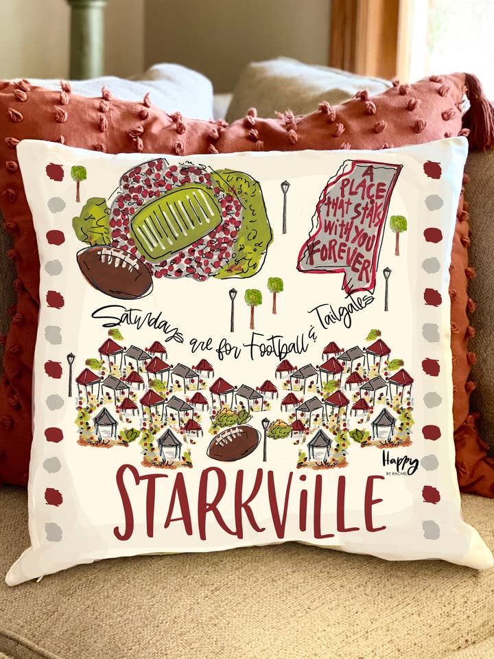 Starkville, MS Double Sided Pillow for wholesale by Happy By Rachel, LLC