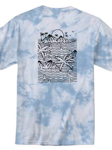 WAVY DAYZ - BLUE TIE DYE PRIMO GRAPHIC TEE for wholesale by Baja Llama