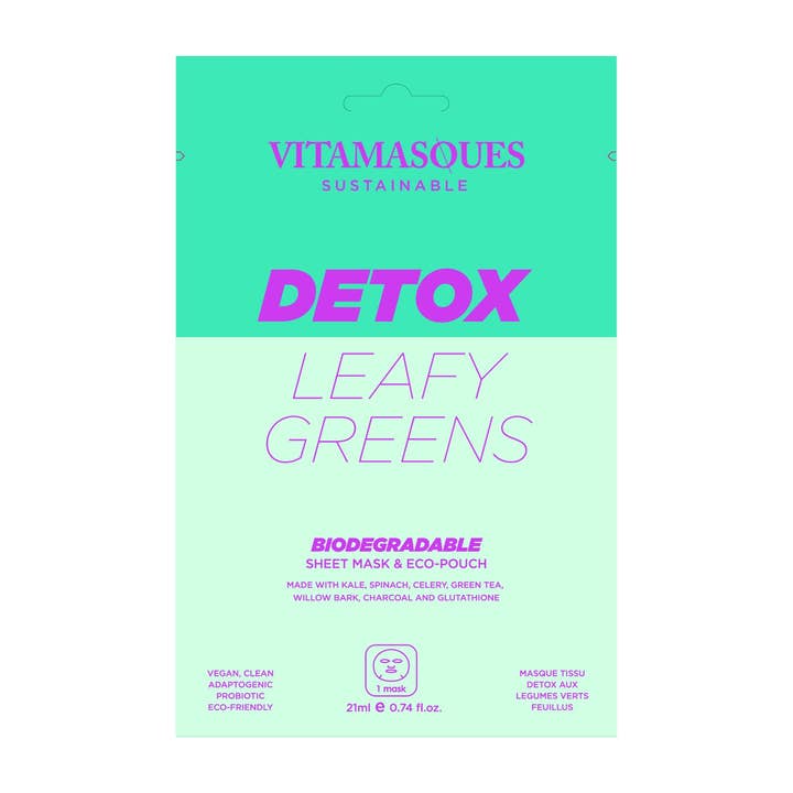 Vitamasques US - Wholesale Skincare Face Mask - Detox Leafy Greens Biodegradable Face Sheet Mask1
