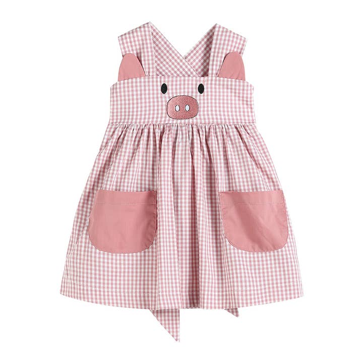 Rose Gingham lilla Piggy ärmlös a-line klänning för wholesale av Lil Cactus
