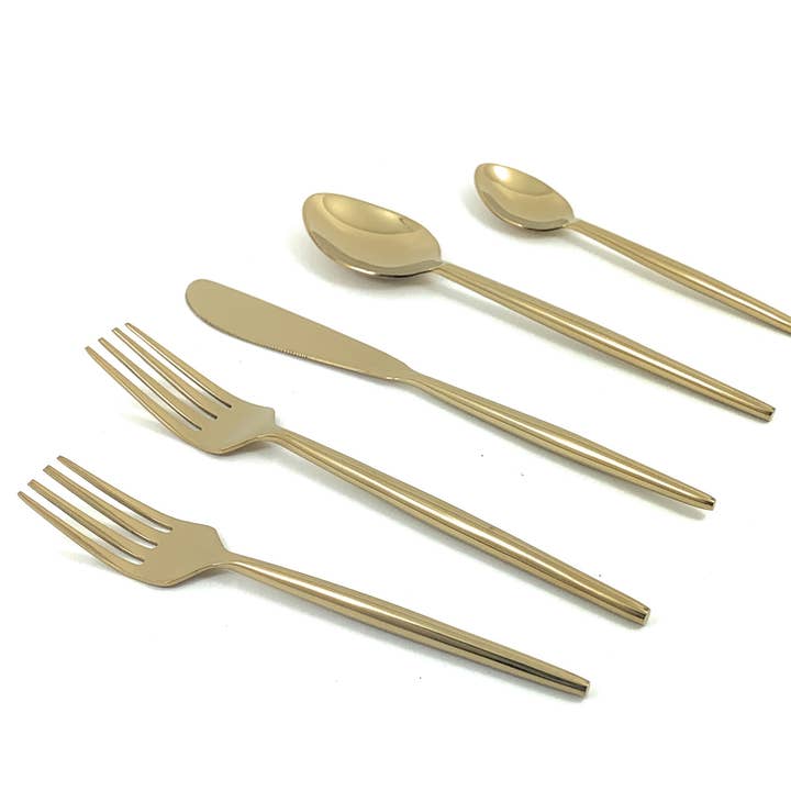 Vibhsa - Vente Set de couverts - Vibhsa Service d'argenterie moderne dorée de 20 pièces, pour 4 personnes1